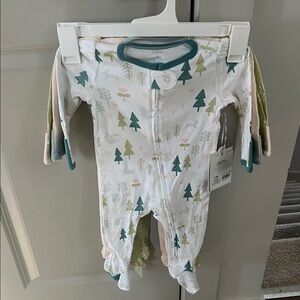 Carter's White and Green Tree Print Footie